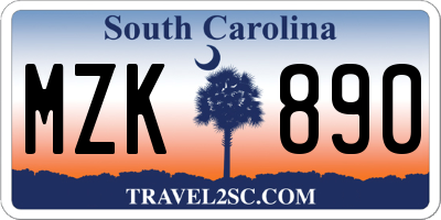 SC license plate MZK890