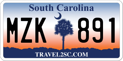 SC license plate MZK891