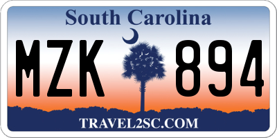 SC license plate MZK894