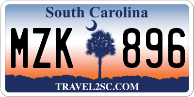 SC license plate MZK896