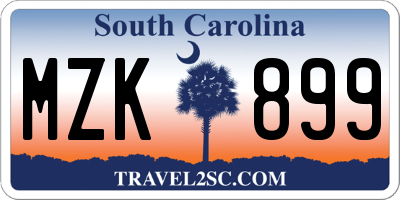 SC license plate MZK899