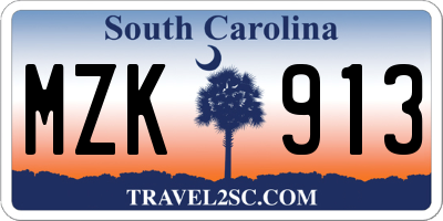 SC license plate MZK913