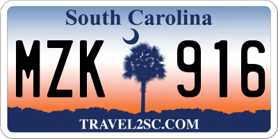 SC license plate MZK916