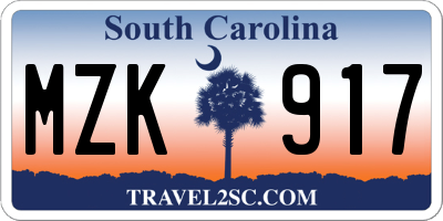 SC license plate MZK917