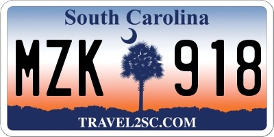 SC license plate MZK918