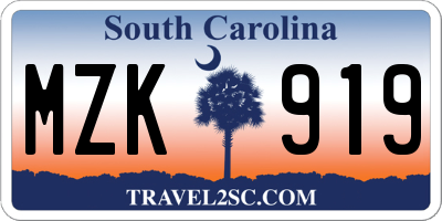 SC license plate MZK919