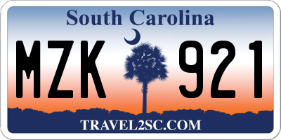SC license plate MZK921