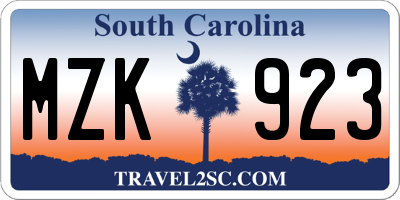SC license plate MZK923
