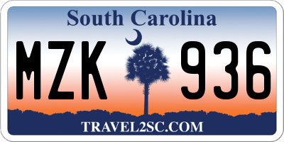 SC license plate MZK936