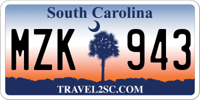 SC license plate MZK943
