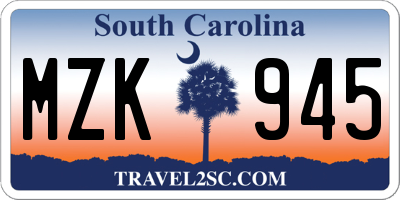 SC license plate MZK945