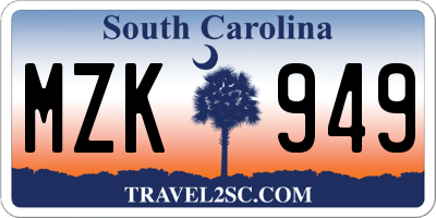 SC license plate MZK949