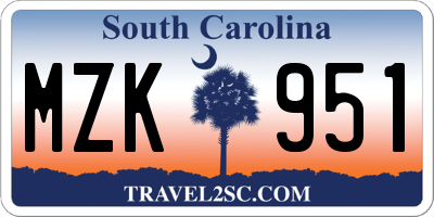 SC license plate MZK951