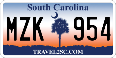SC license plate MZK954