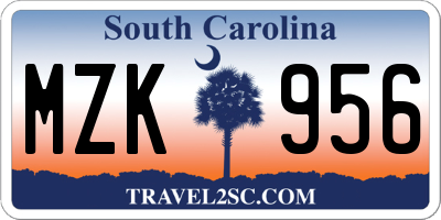 SC license plate MZK956