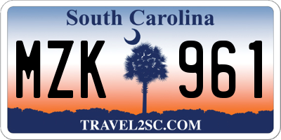 SC license plate MZK961