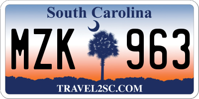 SC license plate MZK963
