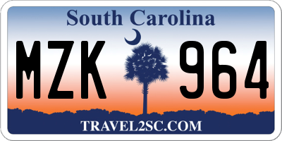 SC license plate MZK964