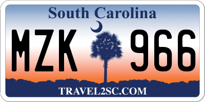 SC license plate MZK966