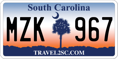 SC license plate MZK967