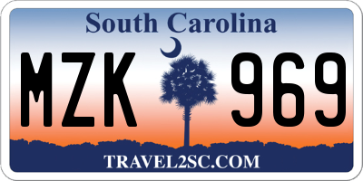 SC license plate MZK969