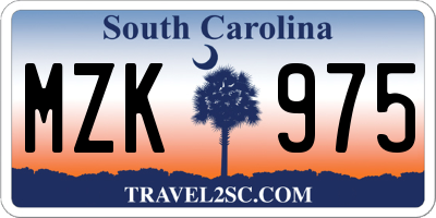 SC license plate MZK975