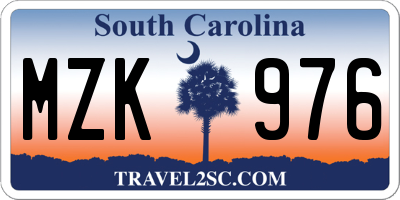 SC license plate MZK976