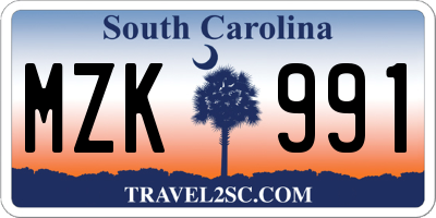 SC license plate MZK991