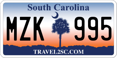 SC license plate MZK995