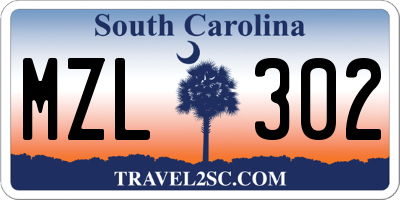 SC license plate MZL302