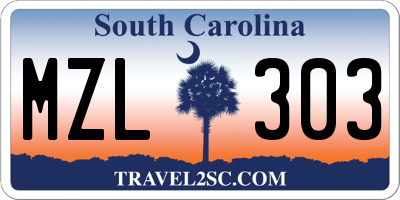 SC license plate MZL303