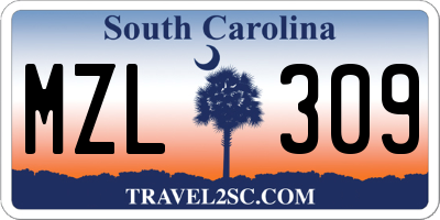 SC license plate MZL309