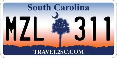 SC license plate MZL311