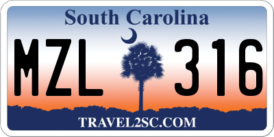 SC license plate MZL316