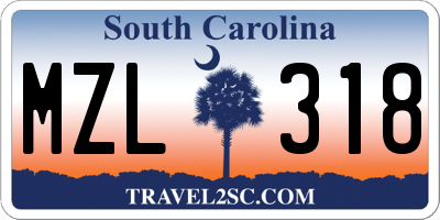 SC license plate MZL318