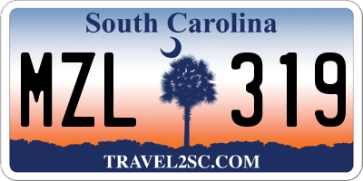 SC license plate MZL319