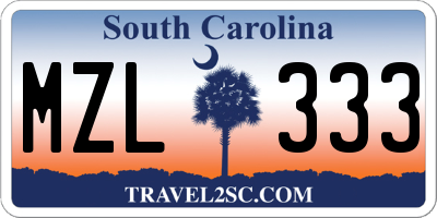 SC license plate MZL333