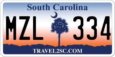 SC license plate MZL334