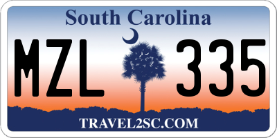 SC license plate MZL335