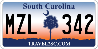 SC license plate MZL342