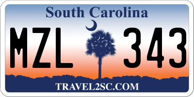 SC license plate MZL343