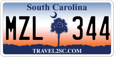 SC license plate MZL344