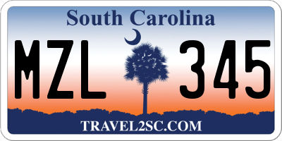 SC license plate MZL345