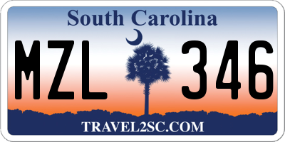 SC license plate MZL346