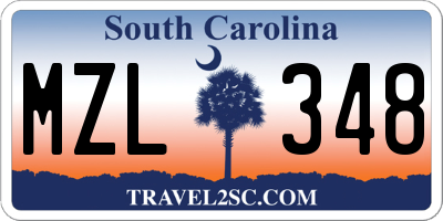 SC license plate MZL348