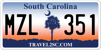 SC license plate MZL351