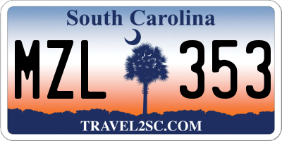 SC license plate MZL353
