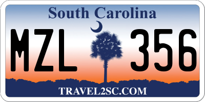 SC license plate MZL356