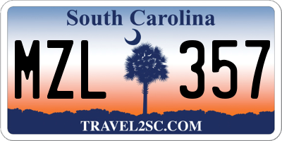 SC license plate MZL357