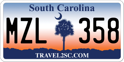 SC license plate MZL358
